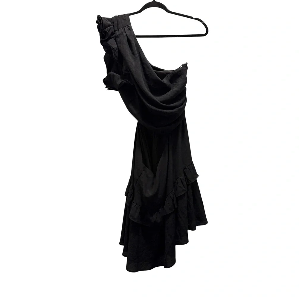 Fashion Nova- Gia Tiered Ruffle Mini Dress -Black- XL- LBD HoCo-Small Flaw- NWT - Picture 5 of 10